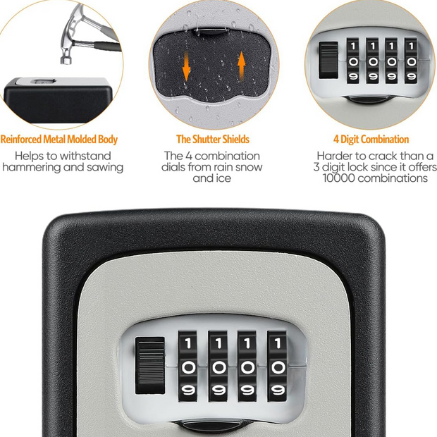 Wall-Mounted Combination Safety Deposit Box For Keys