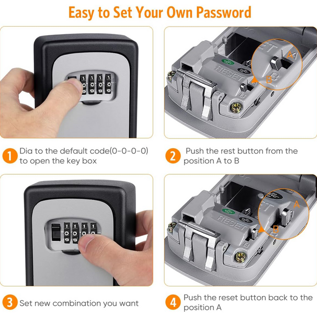Wall-Mounted Combination Safety Deposit Box For Keys