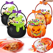 Halloween Gift Bags – Reusable Cauldron Zip Bags with Handles for Party Treats