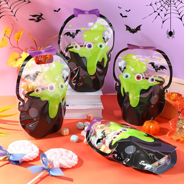 Halloween Gift Bags – Reusable Cauldron Zip Bags with Handles for Party Treats
