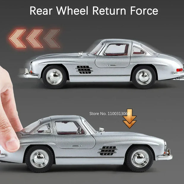 1:24 300SL Diecast Vintage Car – Alloy Model with Lights, Music & Openable Doors