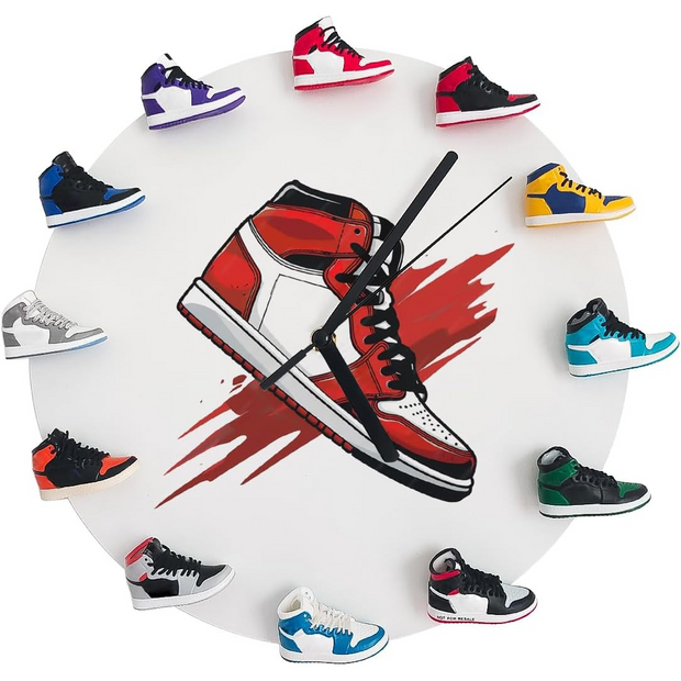 3D Sneaker Wall Clock – Decorative Basketball Shoe Clock Gift for Boys & Girls (White)