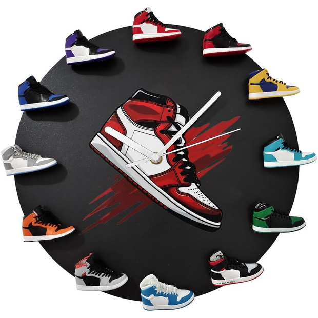 3D Sneaker Wall Clock – Decorative Basketball Shoe Clock Gift for Boys & Girls (White)